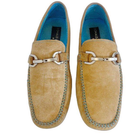 Donald J Pliner Men's Dacio Driver Tan Suede Horsebit Loafers Blue Size 10 - Picture 8 of 9